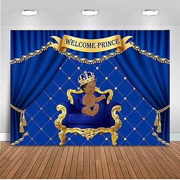 Amazon Com Mehofoto Royal Blue Baby Shower Backdrop Little