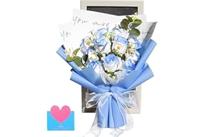 RIDDSEE Preserved Flowers Bouquet, Roses Bouquet with Gift Box Artificial Forever Flowers Soap Flower Soap Rose Gifts for Wife Girls Valentines Day Mothers Day Anniversary Birthday Christmas -Blue