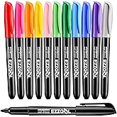 EZZGOL 12-Color Bullet Tip Wet Erase Markers for Transparency, Whiteboards, Glass and More - Wipe with Water