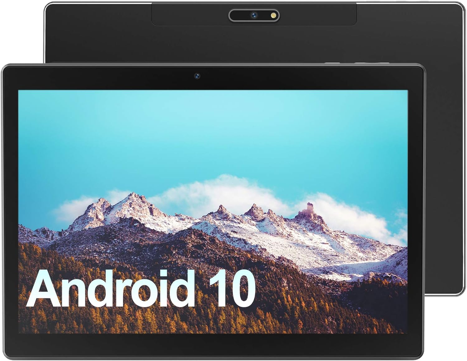 Tablet 10 Inch, 2021 Android 10 Tablet with 2GB RAM 32GB Storage, Dual Camera, Quad Core, HD IPS Touchscreen, WiFi, Bluetooth, GPS, GMS Certified - Black