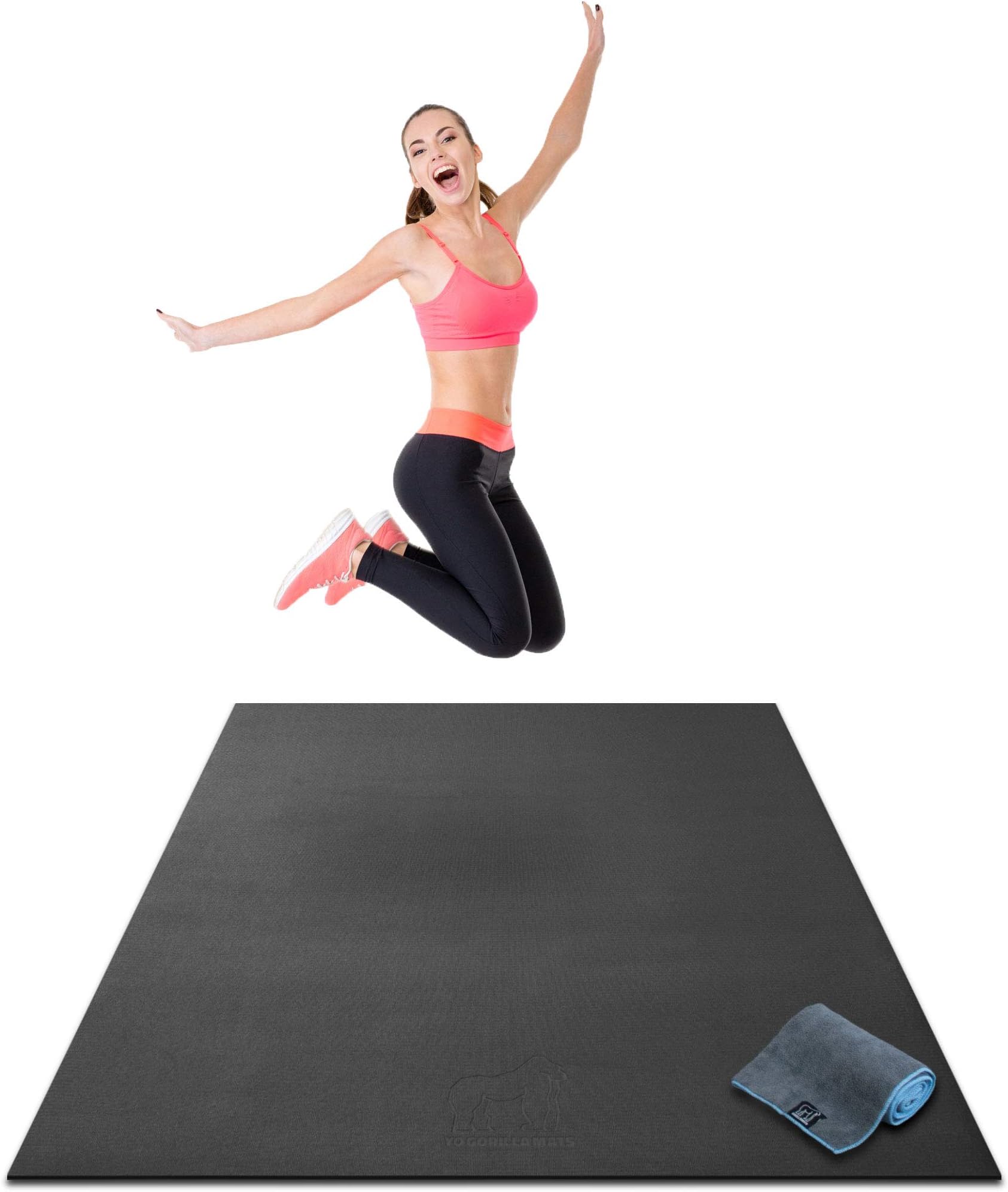 Premium Large Exercise Mat - 6' x 4' x 1/4" Ultra Durable, Non-Slip, Workout Mats for Home Gym Flooring - Plyo, Jump, Cardio, MMA Mats - Use with or Without Shoes (72" Long x 48" Wide x 6mm Thick)
