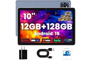 Winsing Android Tablet 10 Inch, Android 15 Tablets 2025 for Adults, Octa-Core, 12GB RAM,128GB Storage(2TB Expandable), Large Touch Screen Tablet with 10H Battery Life,WiFi & Bluetooth 5.0,Gray Blue
