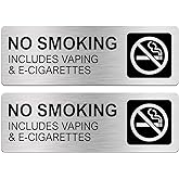 Silvivao No Smoking Signs for Business, No Vaping Signs, 9 x 3 Inches Brushed Aluminum, Waterproof, Self-adhesive for Offices
