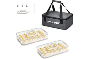 2 Pack Deviled Egg Containers with Lid, Durable Deviled Egg Platter, Fridge Portable Egg Tray with Lids for Party, Thickened 