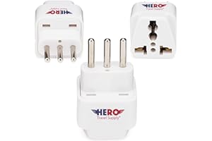 HERO TRAVEL SUPPLY Hero Premium US to Italy Power Adapter Plug (Type L, Pack of 3, Grounded)