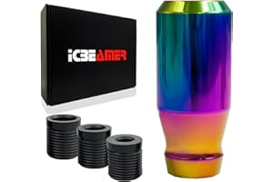 ICBEAMER Neo Chrome Aluminum 3.2" Shift Knob, Fit Automatic and 4, 5 and 6 Speed Manual Transmission Vehicles, Interior Car Gear Lever Stick Shift Handle Automotive Replacement Parts, 1 Piece