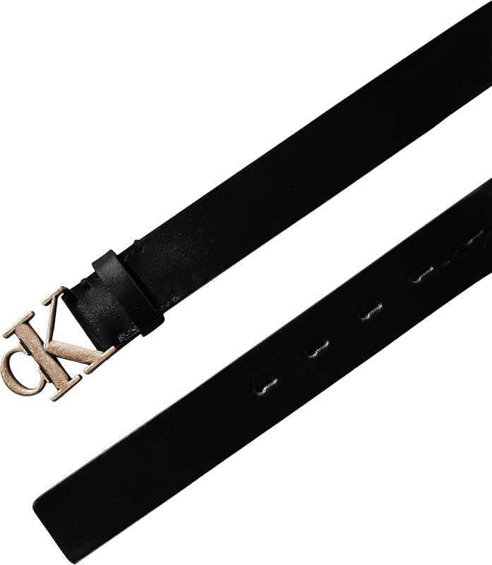 Ceinture Femme Mono Plaque Belt 30 mm en Cuir, Noir (Black), 80 cm