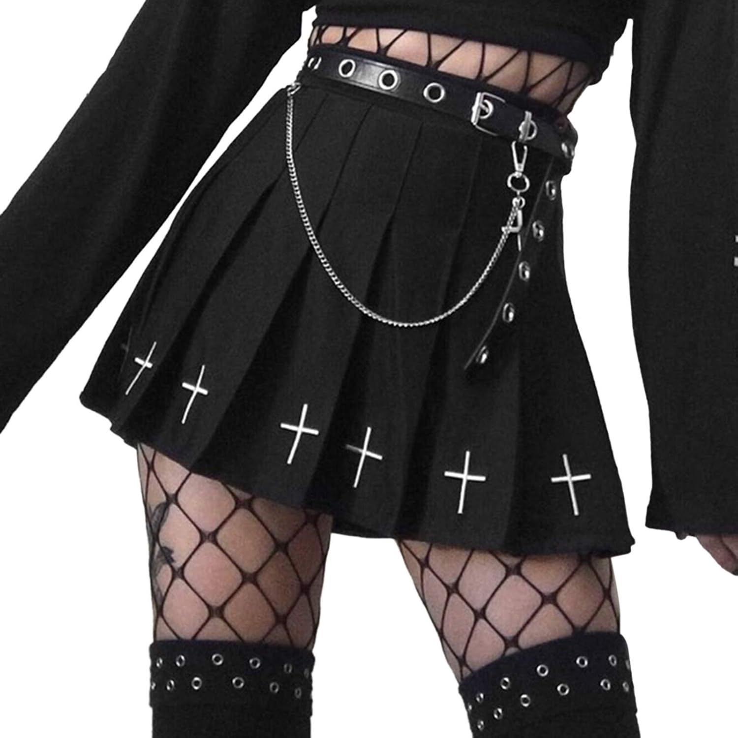 Buy Women's High Waist Punk Rock Zip Up Gothic Pleated Skirt Red Plaid