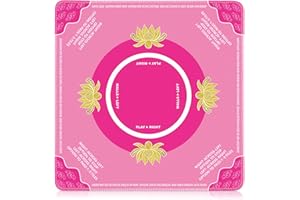 DROUNPHI Mahjong Mat with Rules - 31.5x31.5 Inch Neoprene Mahjong Table Mat for Mahjong Tile Set & Poker Card Games, Anti-Slip Noise Reduction Mahjong Accessories, Cute Pink