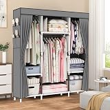 OPPAIYA Canvas Wardrobe, 3 Hanging Rails, Portable Closet, 175x150cm view 7