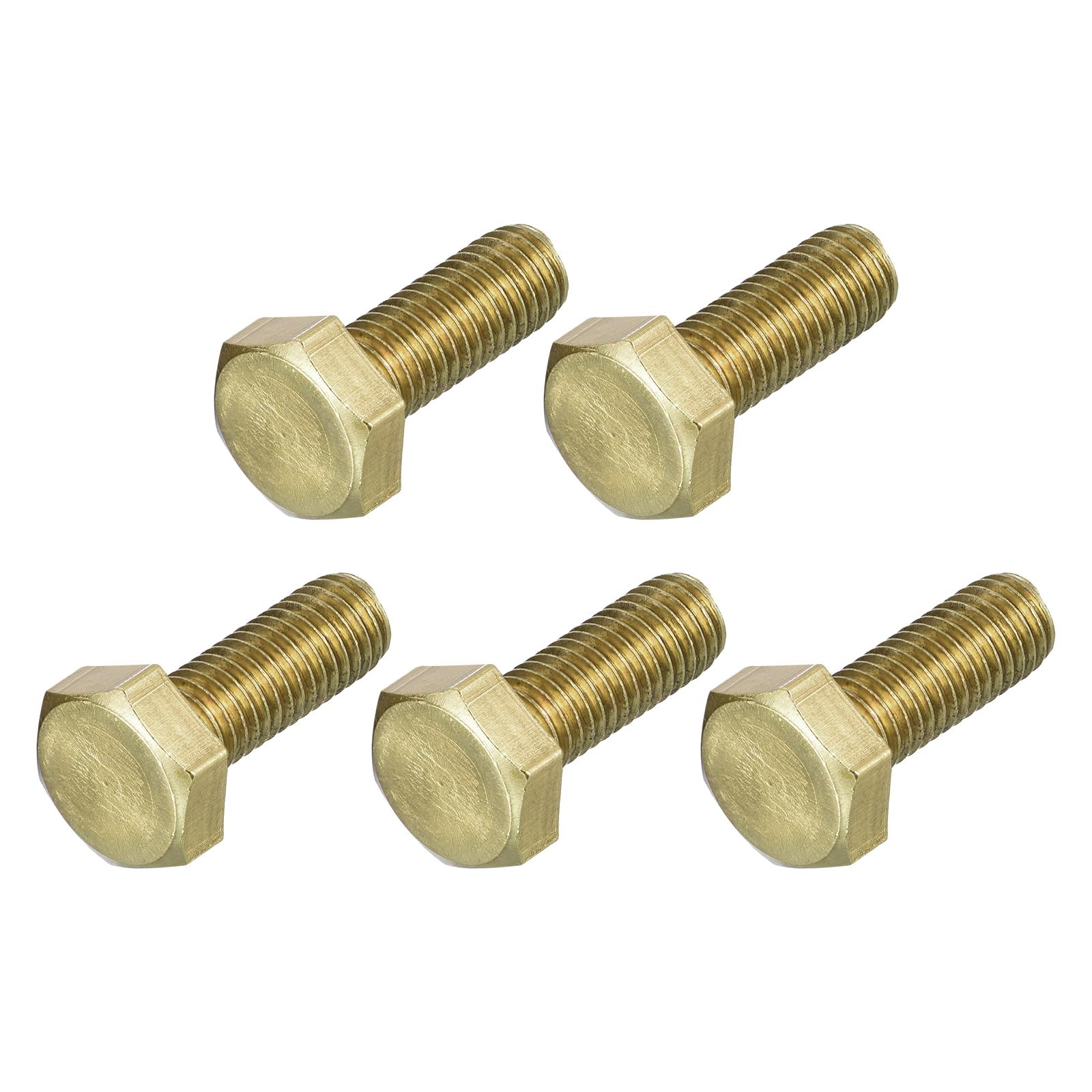 METALLIXITY Hex Head Screw Bolt (M10-1.5x30mm) 5Pcs, Brass Fully Threaded Solid Brass Hex Bolts Machine Screws - for Machinery Repair