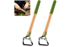 Leriton 2 Pcs Mini Garden Hula Hoes for Weeding 17 Inch Long Stirrup Hoe Tools Scuffle Hoe Garden Tool for Lawn Yard Weeding Gardening with Wood Handle