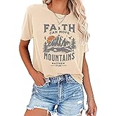 Sun and Mountain Shirt for Women Camping Hiking Shirt Sunrise Pine Tree Graphic Tees Nature Casual Short Sleeve Shirt