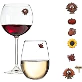 Simply Charmed Thanksgiving and Fall Wine Glass Magnet Charms - Magnetic Holiday Drink Markers for Champagne Flutes, Cocktails, and Stemless Wine Glasses -Set of 7