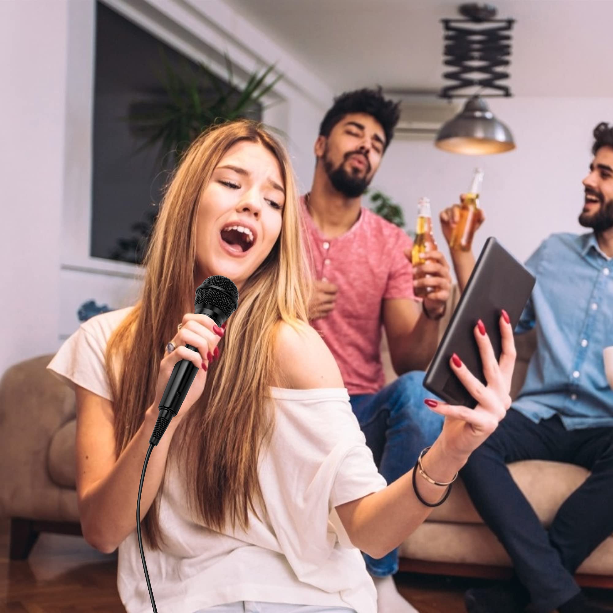 Shinco Handheld Mic, Cardioid Vocal Dynamic Microphone with 13ft Cable and ON/Off Switch, Plug-in Microphone for Karaoke Singing Machine, AMP, and Speaker