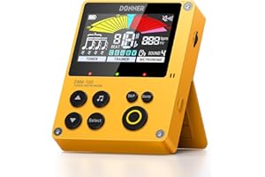 Donner Metronome Tuner, Rechargeable 3 In 1 Digital Metronome with Trainer Rhythm Mode for Guitar, Bass, Violin, Ukulele, Chromatic, Piano, Wind instruments, DBM-100 (Yellow)