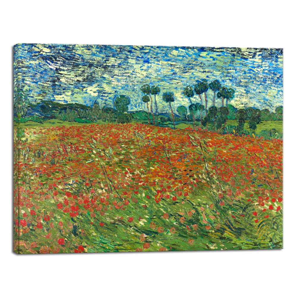Photo 1 of Wieco Art Poppy Field June 1890 Canvas Print of Vincent Van Gogh Wall Art Paintings Reproduction Field Pictures Artwork for Wall Decor and Home Decorations