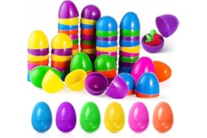 Lot de 50 œufs de Pâques colorés à remplir - 5,8 cm - En plastique - Pour jouets de remplissage - Œufs de surprise - Chasse d