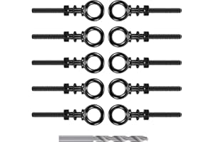 RiaYer 10 Pack Eye Bolt, 1/4” x 2" T316 Stainless Steel Eyebolts, Heavy Duty Shoulder Lifting Ring Threaded Eyebolts with Nuts and Washers HF038B