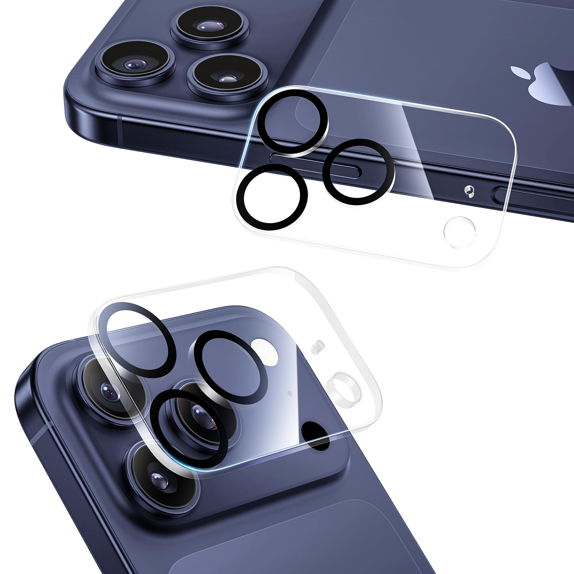 NIMASO カメラフィルム iPhone 17 Pro 用 カメラ保護 レンズカバー 9H硬度 全面保護 黒縁あり 露出オーバー防止 強化ガラス 指紋防止 高透過 防塵 貼り付け簡単 いPhone 17 Pro 専用 カメラ保護フィルム 2枚入り クリアDCM25I1928