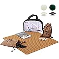SongYun Portable Glazed JIZI Go Game Set Reversible 19x19 / 13x13 Faux Leather Foldable Game Board with Double Convex Jizi Stone 361pcs and Storage Bag, 2 Players Board Game