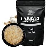 Caravel Gourmet Garlic Sea Salt, Rich Savory Flavor, 14 oz Refill Pouch | Combines rich garlic taste with premium sea salt, robust savory flavor, convenient refill