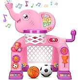 Toddler Basketball Hoop & Soccer Goal Sports Toys for 1 2 3 Years Old Girls Boys, Montessori Toys, Interactive Musical Toy with Lights, Christmas Birthday Gifts for Baby Kids Age 12-18 Months(Pink)