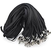 Beebel Black Lanyard 50PCS 32-Inch Flat Lanyards with Badge Clip Bulk Lanyard for Id Badges Name Tag Badge Holders (Black)