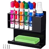 Banafich Black Magnetic Dry Erase Marker Holder for Whiteboard, Acrylic Magnet Pen Holder Wall Mount, Black Magnetic Pencil Holder Cup for Refrigerator Fridge, Office, Locker Accessories for Classroom