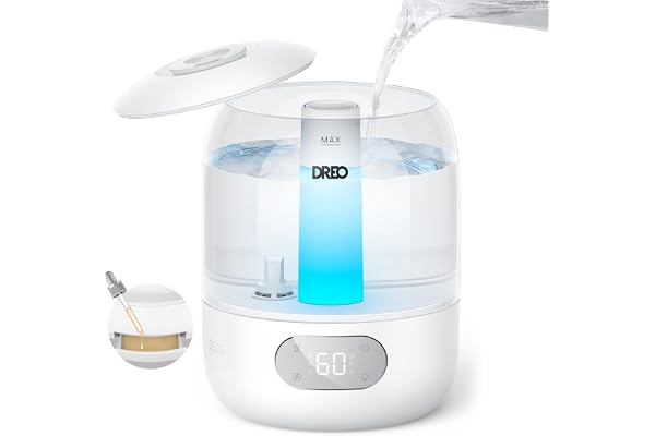 DREO Humidifiers for Bedroom, 3L Top Fill 30H & 26dB Quiet Cool Mist Air Humidifier, Easy to Fill & Clean Ultrasonic Humidifi