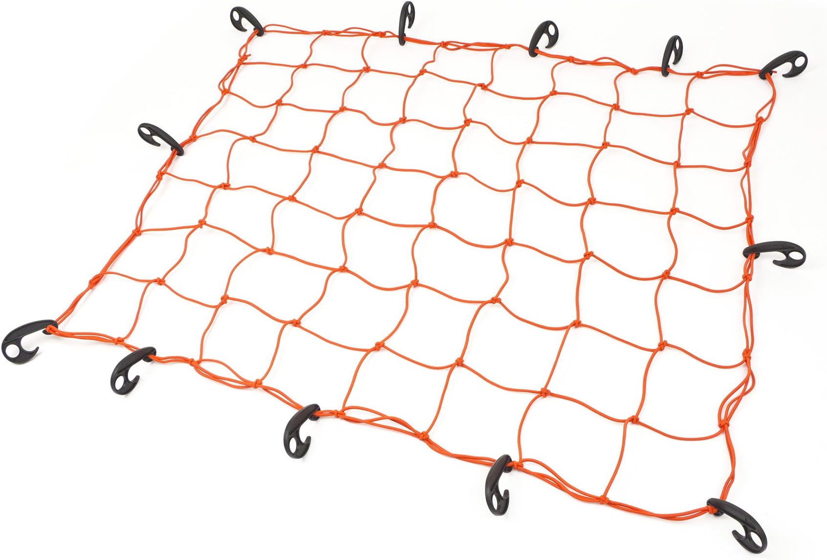 35in x 40in PowerTye Mfg Utility Elastic Cargo Net with Premium Latex Bungee Material, 12 Adjustable Hooks and 5"x5" Mesh, Orange Net