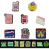 8PCS Luminous Book Themed Focal Silicone Beads, Book Silicone Focal Beads for Keychain Making, Creative Pink Loose Bead Bulk for Beaded Pens Handicrafts Jewelry Necklace Bracelet Lanyard Making