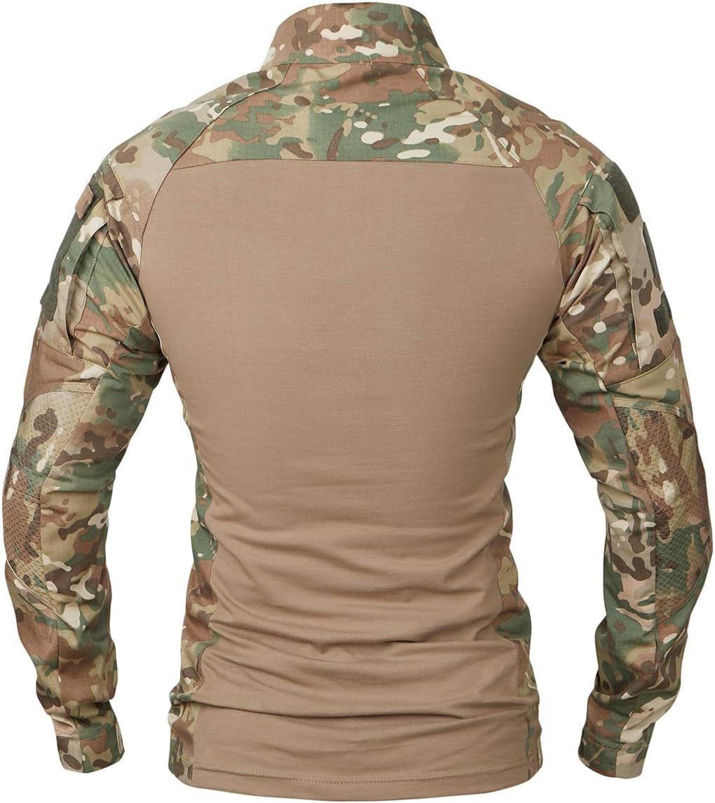 NAVEKULL Men's Tactical Combat Shirt Camo Long Sleeve Military Army Assault Pullover Airsoft T-Shirt: Sports & Outdoors