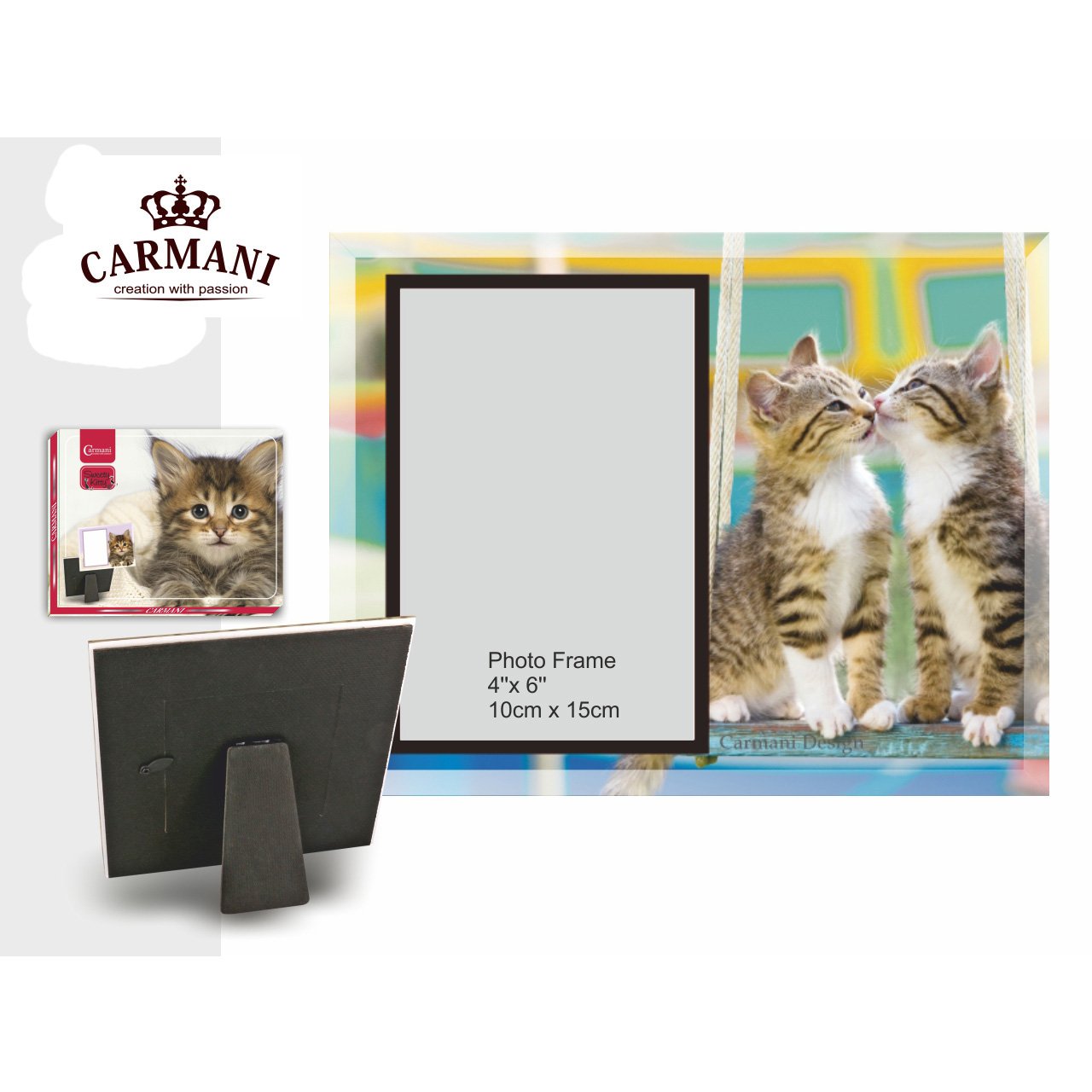 Carmani - Glass Photo Frame Portrait Picture Landscape Frames printed with Sweety Kitty