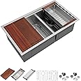 Dcolora 36 Inch Large Double Bowl Low-Divide Kitchen Sink Undermount 16 Gauge Stainless Steel 60/40 Split with Workstation, 36"x19"x10" Double Basin, DC-U7739