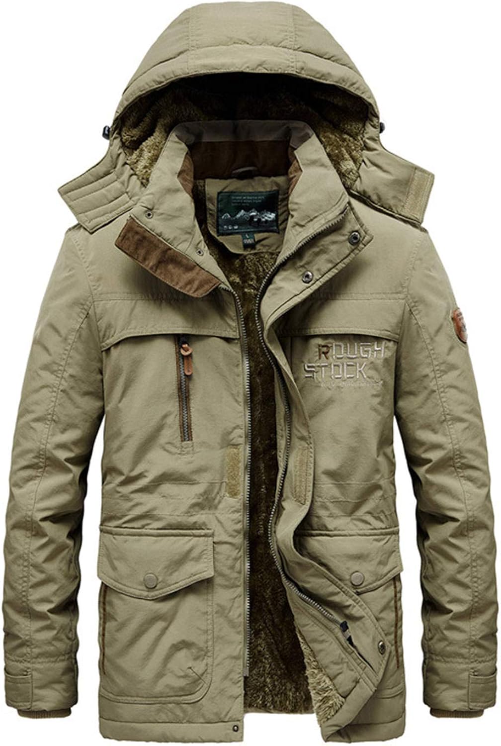 Men's Waterproof Ski Jacket Warm Hooded Winter Snow Coat Fleece Lined