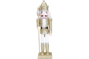 PASOLABE Christmas Nutcrackers Gold Nutcracker Figures 12 Inch Christmas Nutcracker Ornaments Gold Glitter Nutcracker Christmas Decorations for Festival Party Decoration
