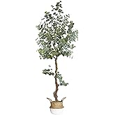 Lovaplants Artificial Eucalyptus Tree 6ft, Faux Plant with Basket, Fake Eucalyptus Trees with White Silver Dollar Leaves, Faux Potted Plants for Home Office Decor Indoor Outdoor