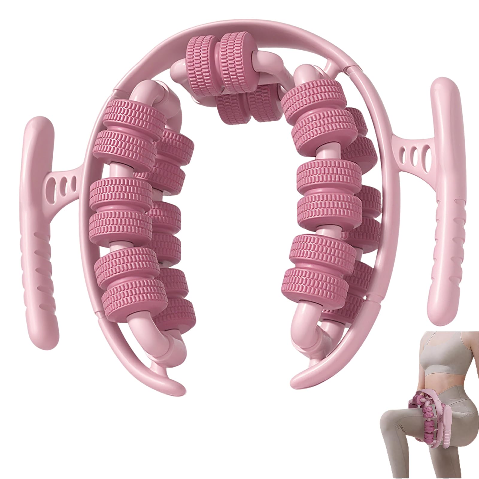 Photo 1 of Triforde Lymphatic Drainage Massager,Anti Cellulite Roller 360 °28 Wheels,Cellulite Massage Tool,Leg Roller Calf Massage,Smoother Skin,Manual Leg Massager for Pregnant (Pink)