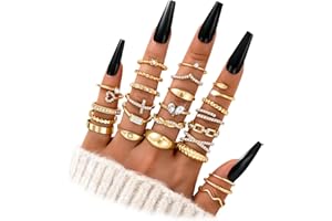 FAXHION 25 PCS Gold Stackable Rings Set for Women, Simple Twist Knuckle Finger Ring, Dainty Stacking Statement Thumb Rings Pa