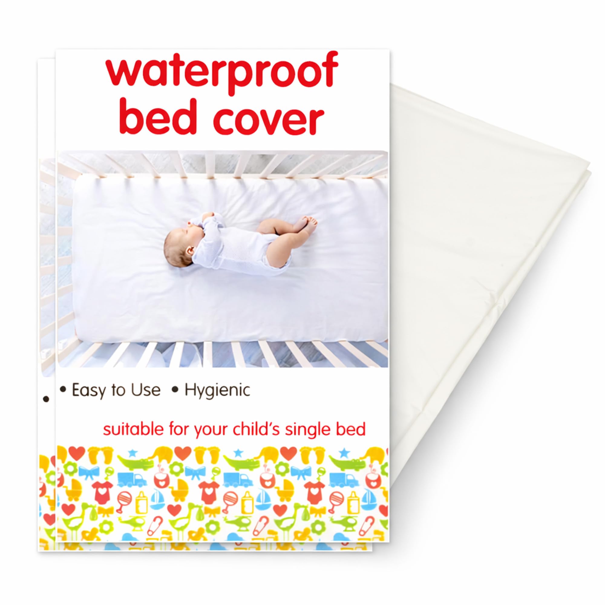 2 Waterproof Sheets, Bed Cover Mattress Protector, 200x100cm Perfect for Cots and Single Beds, Bed Wetting, for Kids, Babies Transition from Nappies and Pet Training, Suitable for Carehomes (2)