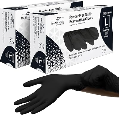 Farla Medical MediHands Disposable Large Nitrile Gloves Black Box 200