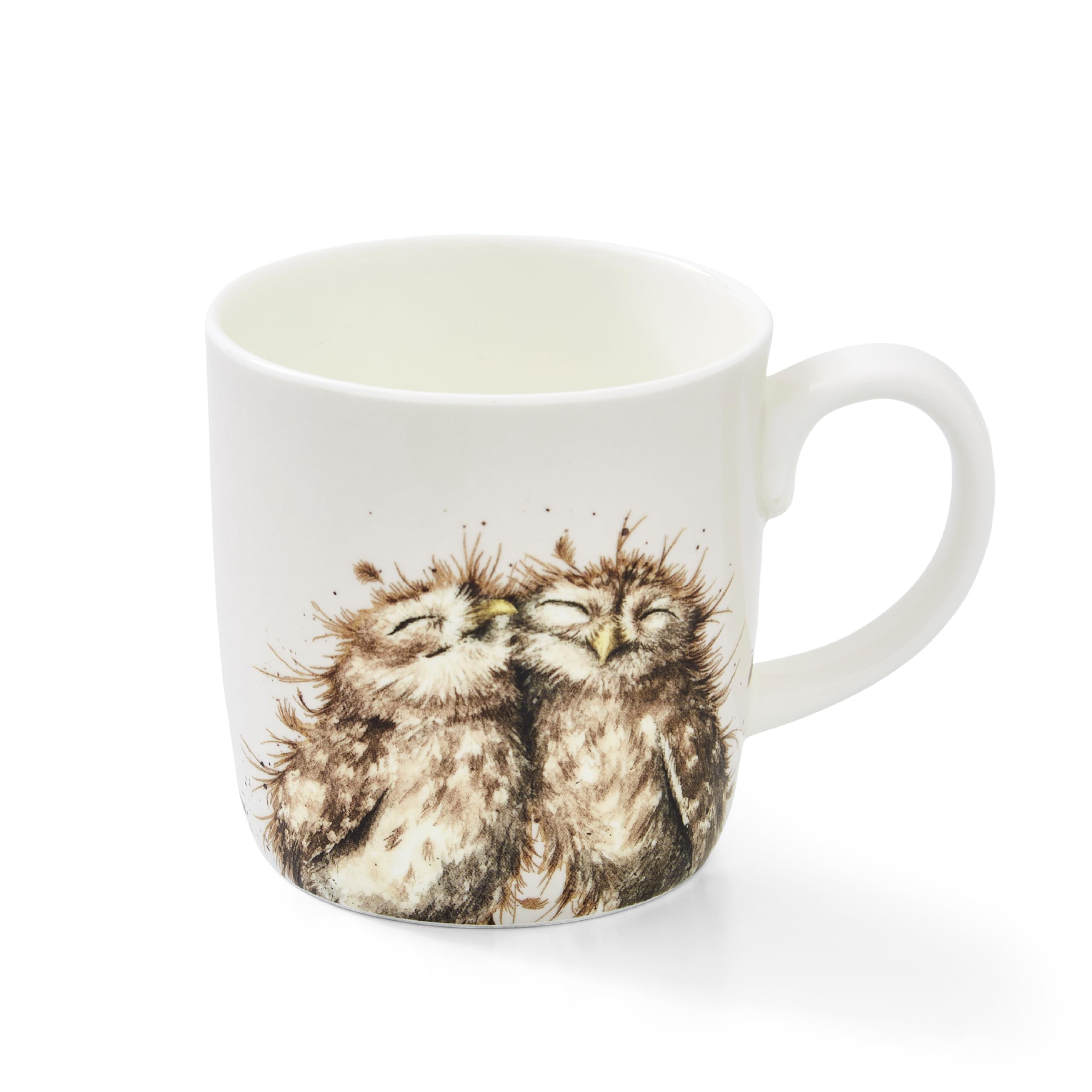 Royal Worcester x Wrendale Designs 'The Twits' Large Coffee Mug - Fine Bone China White Mug with Handle, Featuring Owl Illustrations by Artist Hannah Dale, Dishwasher & Microwave Safe, 400ml