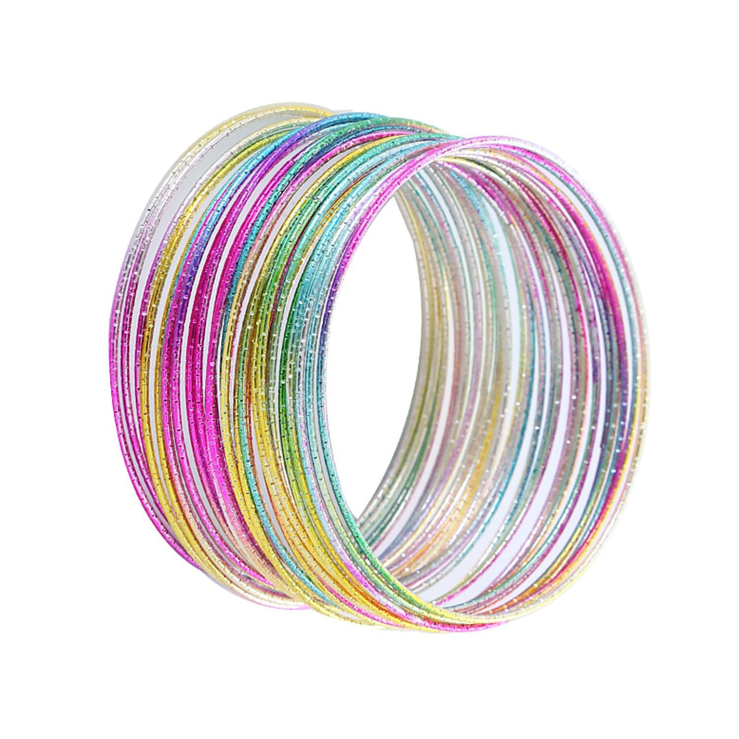 UNVOJL 30pcs Glitter Bangles Bracelet Retro Neon Bracelet Halloween Christmas Disco Party Fancy Dress Accessories for Women Girls