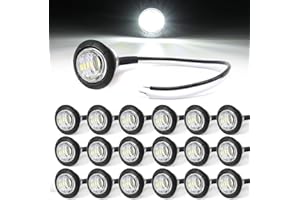 MADCATZ Side Marker 3/4 Inch Round White Clearance Bulbs 3 LED Extra Bright Lamps with Rubber Grommets Waterproof for Truck Trailer Boat 12V DC Pack of 20.