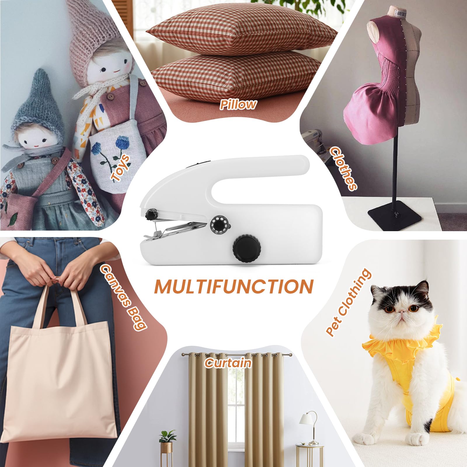 Handheld Sewing Machine for Beginners, Portable Mini Sewing Machine with Two Speed Modes, Easy to Operate and Fast Stitch Suitable for Clothes, Fabrics and Quick Home Repairs