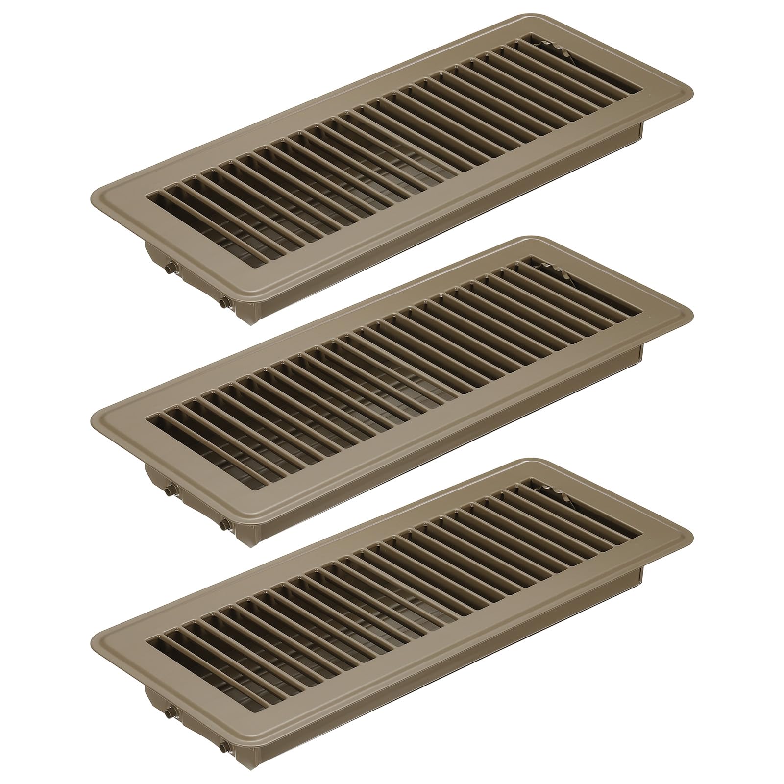 PATIKIL 12 x 4 Inch Floor Register, 3pcs Heavy Duty Air Vent Cover Steel Adjustable Decor Vents Easy Adjust Floor Grates for Sidewall Home Office, Brown