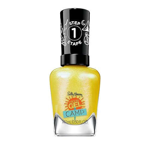 Sally Hansen Miracle Gel Salon Quality Nail Polish | Gel-Like Formula, Two-Step System, No UV Light Needed, Long Lasting | Opaque, Shimmery | 898 Catching Fireflies | Bright Yellow Nail Color
