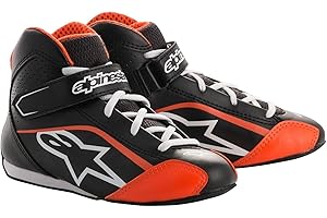 Alpinestars 2712518-1241-12.5 TECH 1- K S YOUTH SHOES, BLACK/WHITE/ORANGE FLUORESCENT, SIZE 12.5 (PR