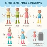 Giant bean Wooden Family Dolls Set of 7 for Dollhouse Pretend Play view 7